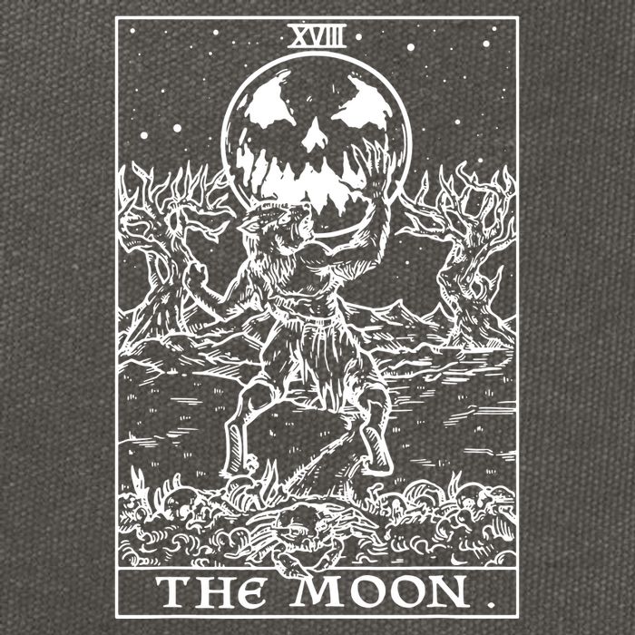 The Moon Tarot Card Werewolf Cotton Canvas Backpack