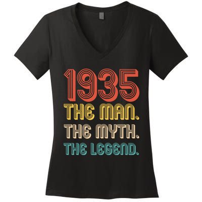 The Man The Myth The Legend 1935 90th Birthday Women's V-Neck T-Shirt