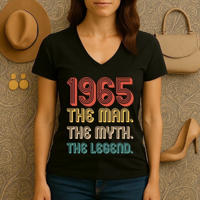 The Man The Myth The Legend 1965 60th Birthday Women's V-Neck T-Shirt