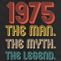 The Man The Myth The Legend 1975 50th Birthday 7 Panel Mesh Trucker Snapback Hat