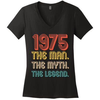 The Man The Myth The Legend 1975 50th Birthday Women's V-Neck T-Shirt