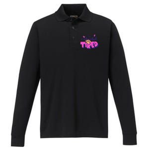 Too Motivated To Be Tired Funny Design Performance Long Sleeve Polo