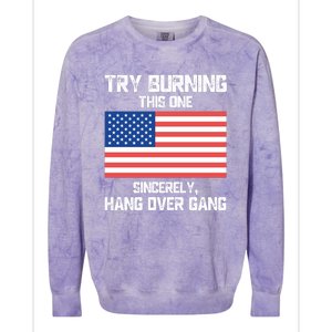 Tom Macdonald Try Burning This One Sincerely Hang Over Gang Colorblast Crewneck Sweatshirt