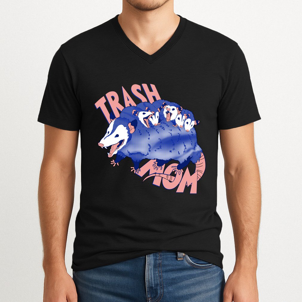 Trash Mom Trash Panda Racoon Meme V-Neck T-Shirt