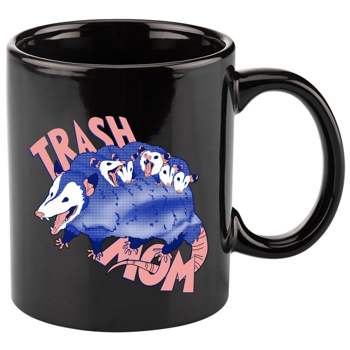 Trash Mom Trash Panda Racoon Meme 11oz C Handle Ceramic Mug