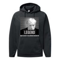 Trump never surrender 2024 Mugshot Performance Fleece Hoodie