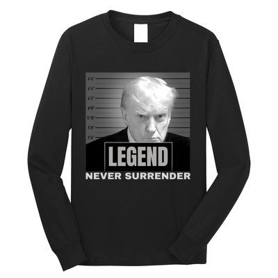 Trump never surrender 2024 Mugshot Long Sleeve Shirt