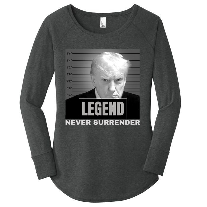 Trump never surrender 2024 Mugshot Women's Perfect Tri Tunic Long Sleeve Shirt