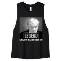 Trump never surrender 2024 Mugshot Women's Racerback Cropped Tank