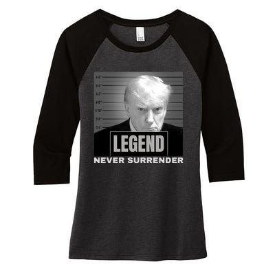 Trump never surrender 2024 Mugshot Women's Tri-Blend 3/4-Sleeve Raglan Shirt