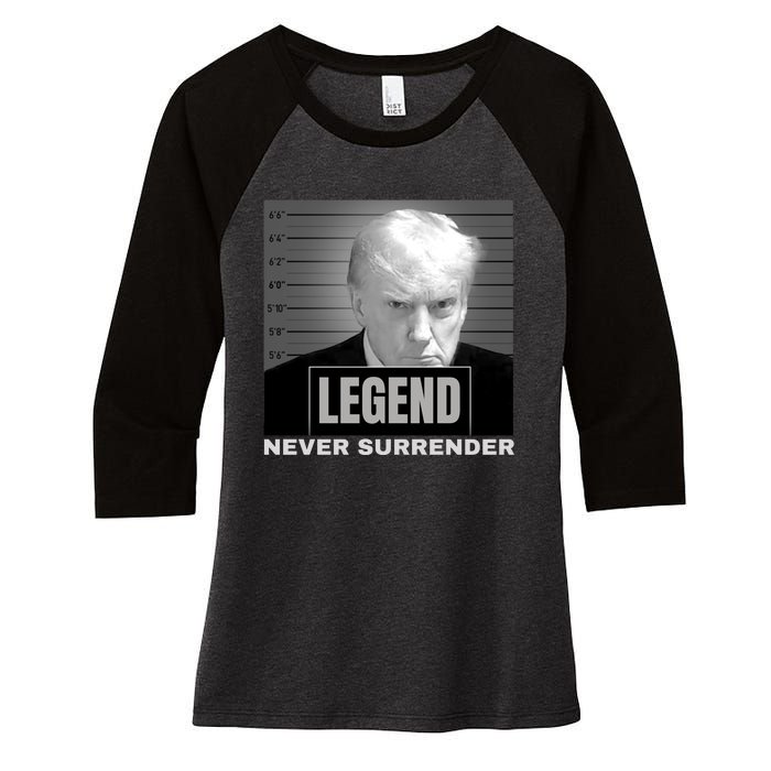 Trump never surrender 2024 Mugshot Women's Tri-Blend 3/4-Sleeve Raglan Shirt