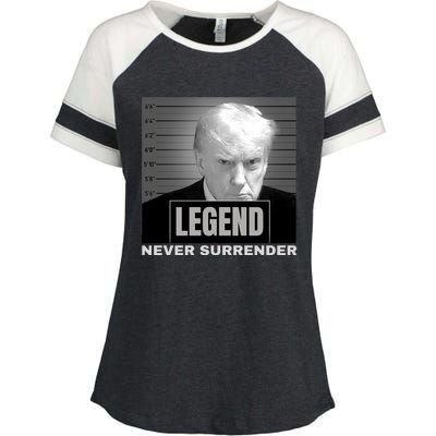 Trump never surrender 2024 Mugshot Enza Ladies Jersey Colorblock Tee