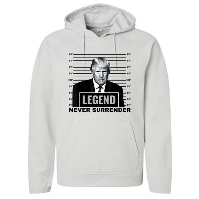 Trump never surrender 2024 Mugshot Performance Fleece Hoodie