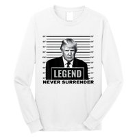 Trump never surrender 2024 Mugshot Long Sleeve Shirt