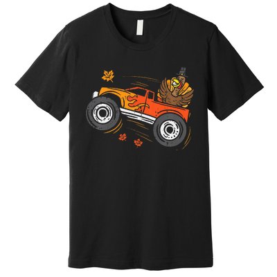 Turkey Monster Truck Funny Thanksgiving Premium T-Shirt