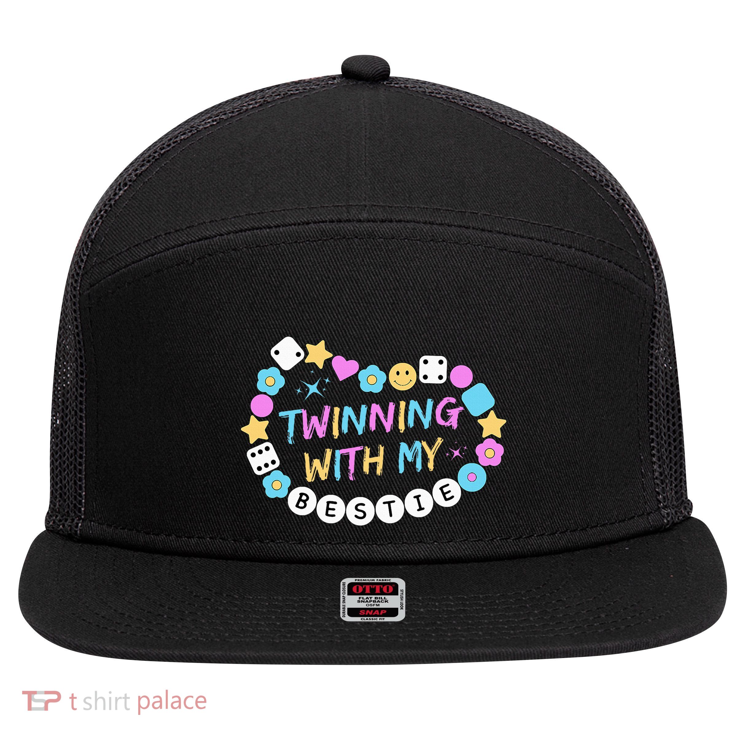 Twin Matching Twins Day Friend Twinning With My Bestie Twin 7 Panel Mesh Trucker Snapback Hat