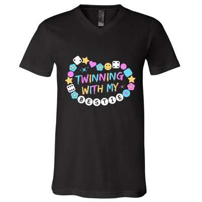 Twin Matching Twins Day Friend Twinning With My Bestie Twin V-Neck T-Shirt
