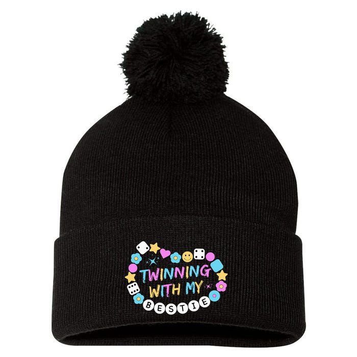 Twin Matching Twins Day Friend Twinning With My Bestie Twin Pom Pom 12in Knit Beanie
