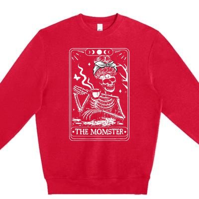 The Momster Tarot Card Skeleton Halloween Premium Crewneck Sweatshirt