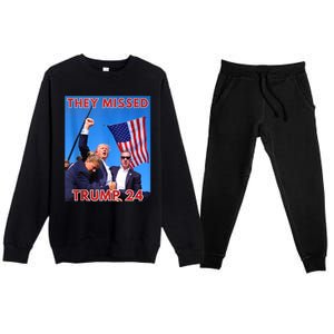 They Missed Trump 24 Donald Trump 2024 Usa Election Voting Premium Crewneck Sweatsuit Set