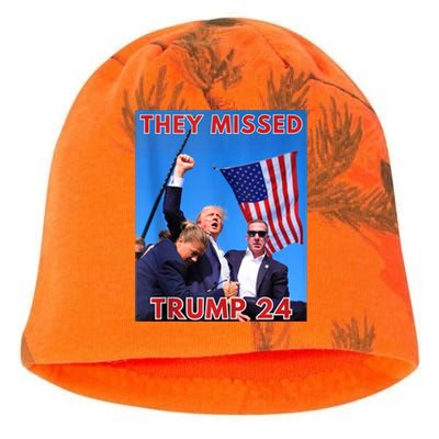 They Missed Trump 24 Donald Trump 2024 Usa Election Voting Kati - Camo Knit Beanie