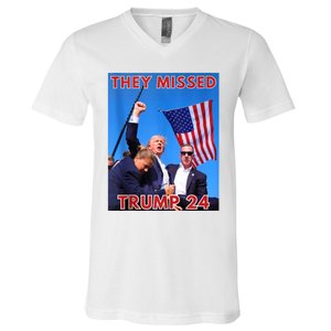 They Missed Trump 24 Donald Trump 2024 Usa Election Voting V-Neck T-Shirt