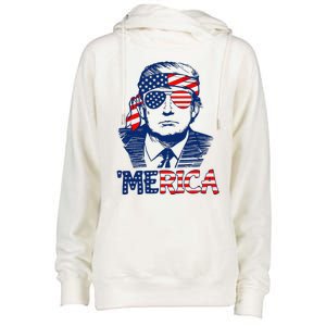 Trump 'Merica Trump Funny 4th of July Womens Funnel Neck Pullover Hood