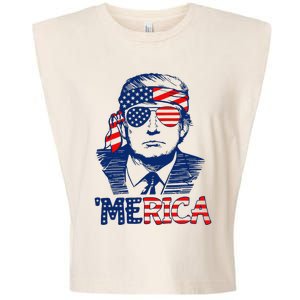 Trump 'Merica Trump Funny 4th of July Garment-Dyed Women's Muscle Tee