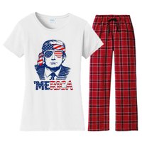 Trump 'Merica Trump Funny 4th of July Women's Flannel Pajama Set