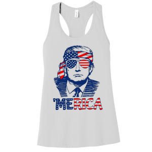 Trump 'Merica Trump Funny 4th of July Women's Racerback Tank