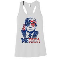 Trump 'Merica Trump Funny 4th of July Women's Racerback Tank