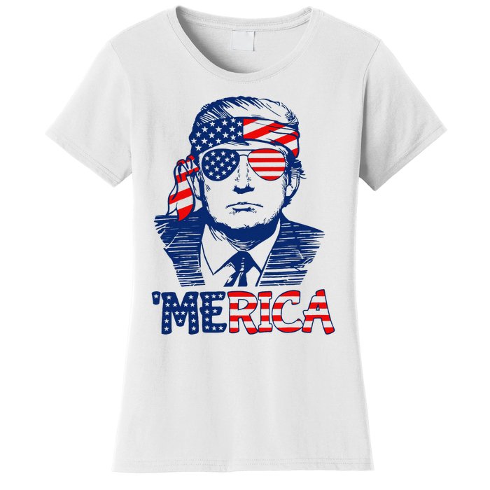 Trump 'Merica Trump Funny 4th of July Women's T-Shirt