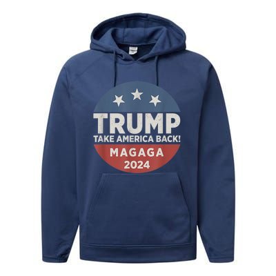 Trump Magaga Take America Back Bald Eagle Trump 2024 Magaga Performance Fleece Hoodie