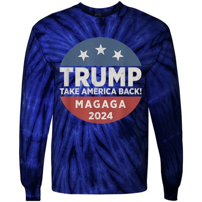 Trump Magaga Take America Back Bald Eagle Trump 2024 Magaga Tie-Dye Long Sleeve Shirt