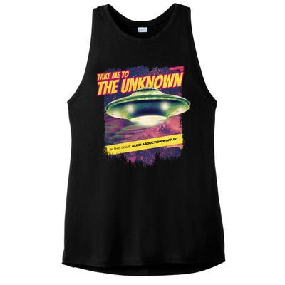 Take Me To The Unknown UFO Alien Ladies PosiCharge Tri-Blend Wicking Tank