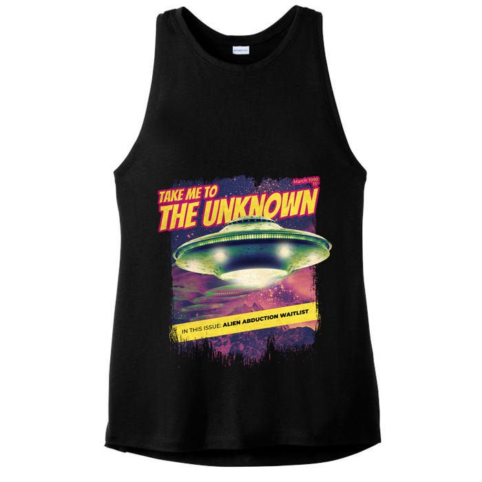 Take Me To The Unknown UFO Alien Ladies PosiCharge Tri-Blend Wicking Tank