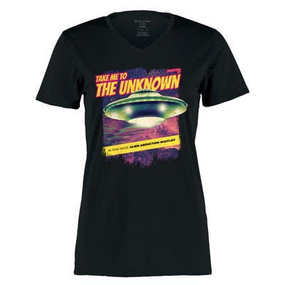 Take Me To The Unknown UFO Alien Women's Momentum V-Neck T-Shirt