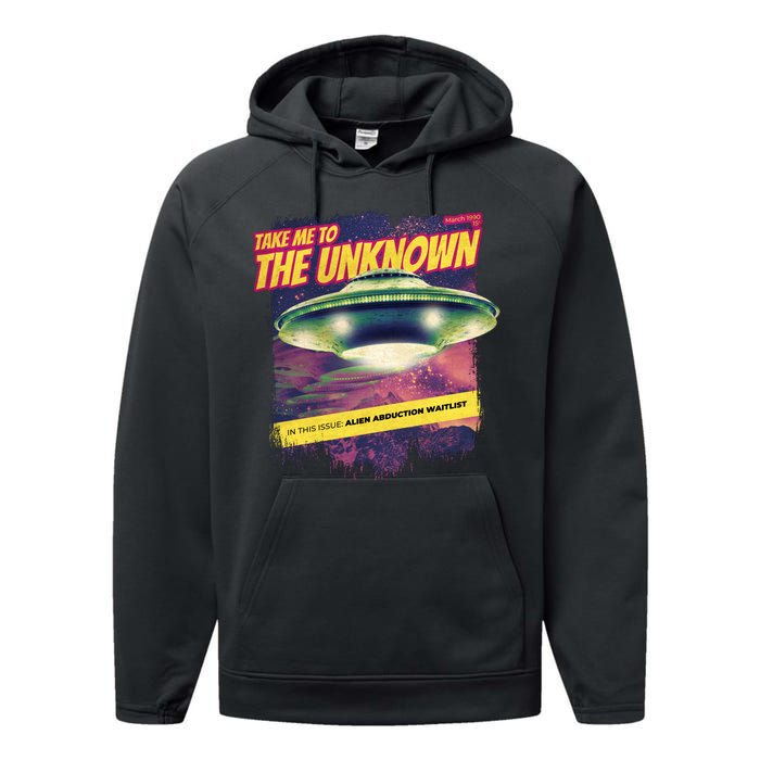 Take Me To The Unknown UFO Alien Performance Fleece Hoodie