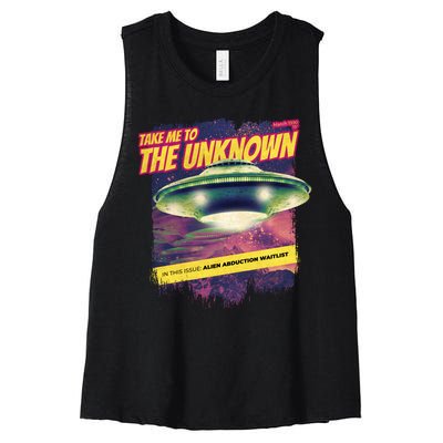 Take Me To The Unknown UFO Alien Women's Racerback Cropped Tank