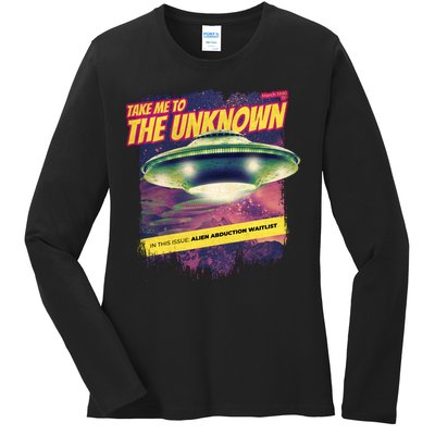 Take Me To The Unknown UFO Alien Ladies Long Sleeve Shirt