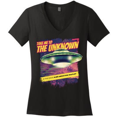 Take Me To The Unknown UFO Alien Women's V-Neck T-Shirt