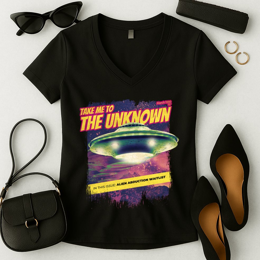 Take Me To The Unknown UFO Alien Women's V-Neck T-Shirt