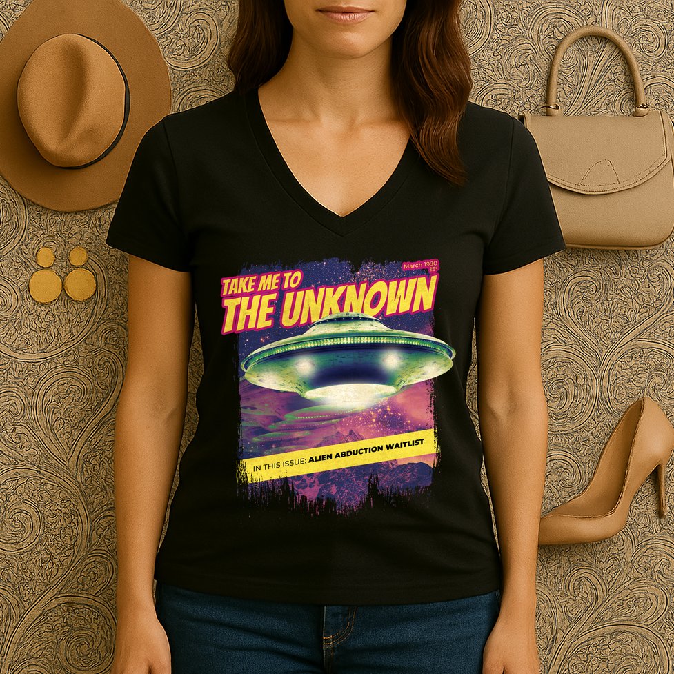 Take Me To The Unknown UFO Alien Women's V-Neck T-Shirt