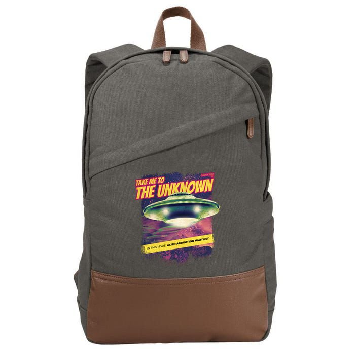 Take Me To The Unknown UFO Alien Cotton Canvas Backpack