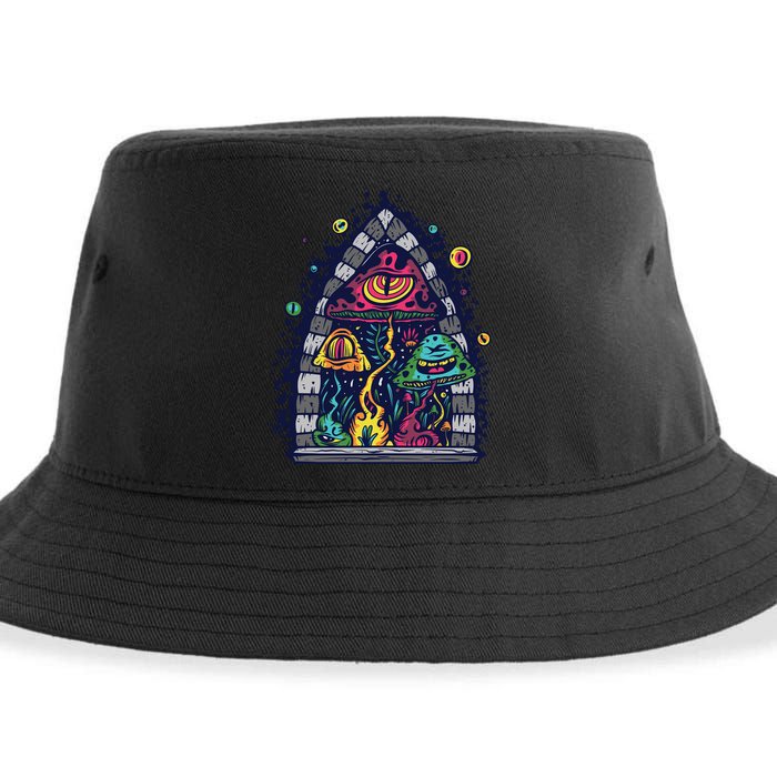 Trippy Mushrooms Sustainable Bucket Hat