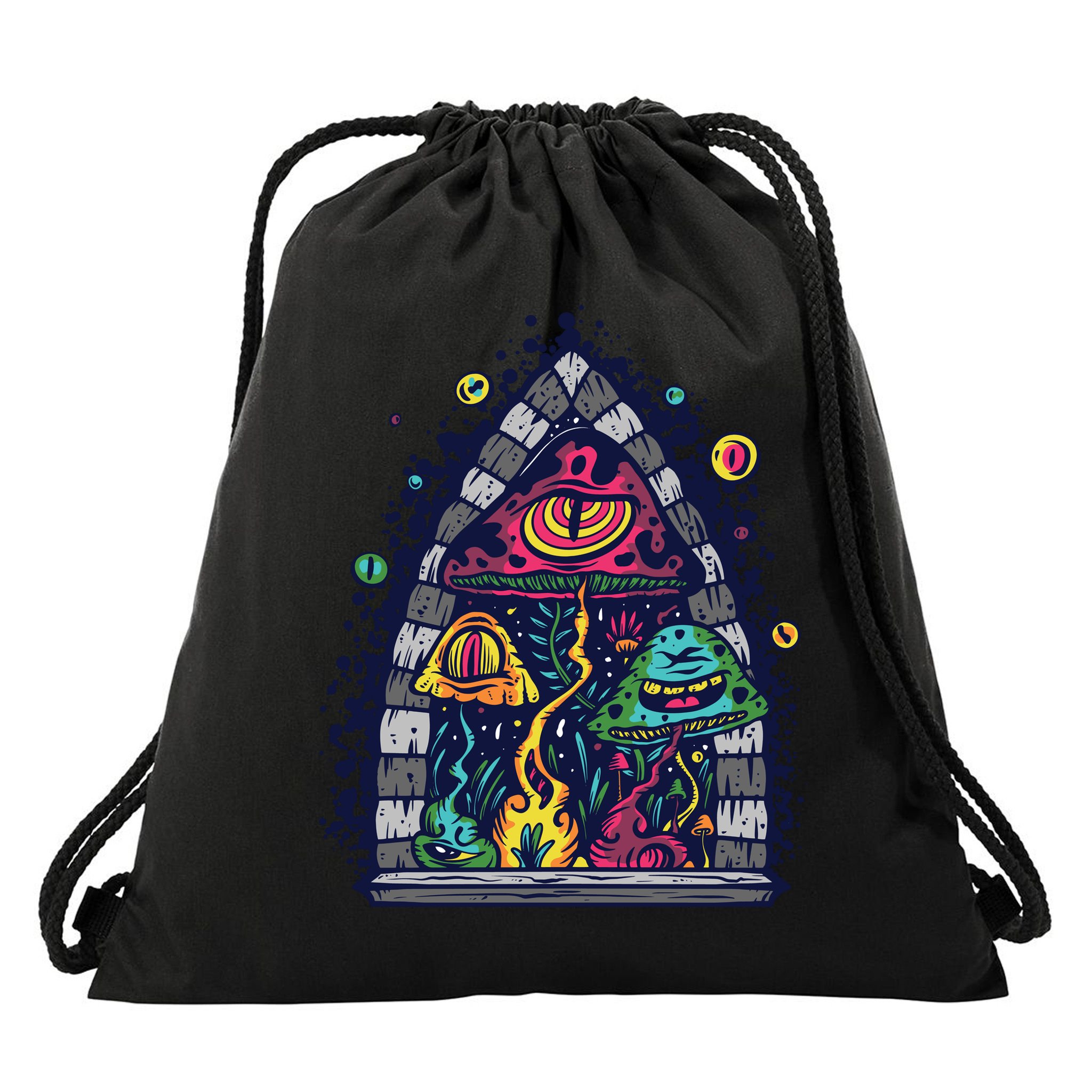 Trippy Mushrooms Drawstring Bag