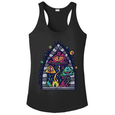 Trippy Mushrooms Ladies PosiCharge Competitor Racerback Tank