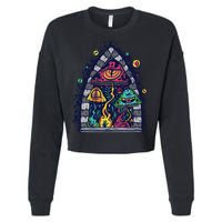 Trippy Mushrooms Cropped Pullover Crew