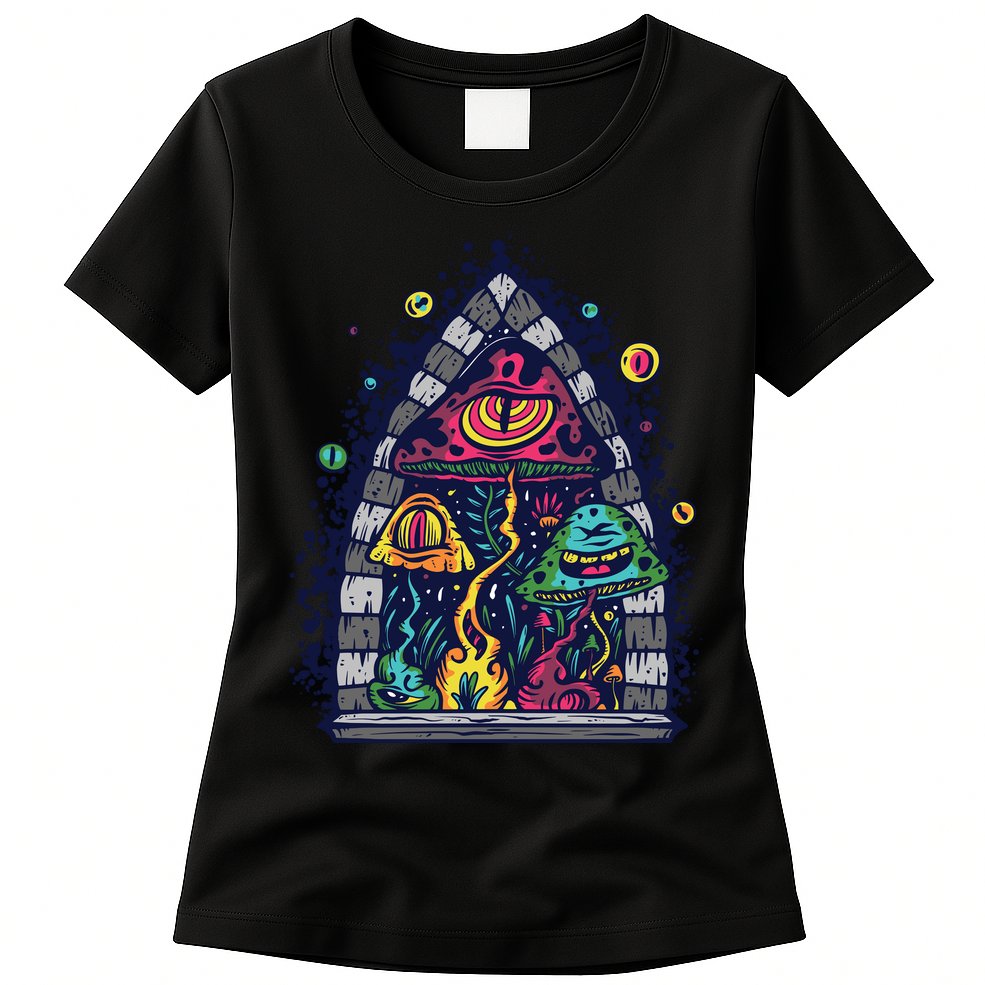 Trippy Mushrooms Womens T-Shirt