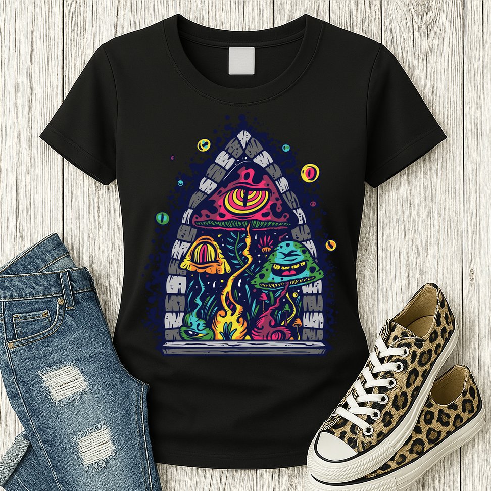 Trippy Mushrooms Womens T-Shirt